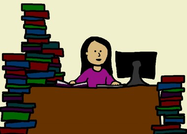 Woman-studying-cartoon